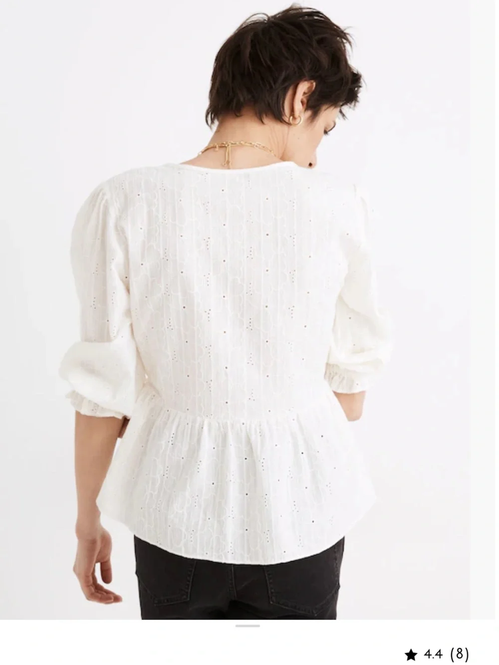 Madewell White Eyelet Embroidered Wrap Peplum Blouse‎ 100% Cotton